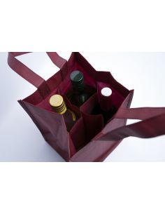Customized Customized non-woven bottle bag 20x20x33 CM | SAC LUS 4 BOUTEILLES NON TISSÉ TNT | IMPRESSION EN SÉRIGRAPHIE SUR U...